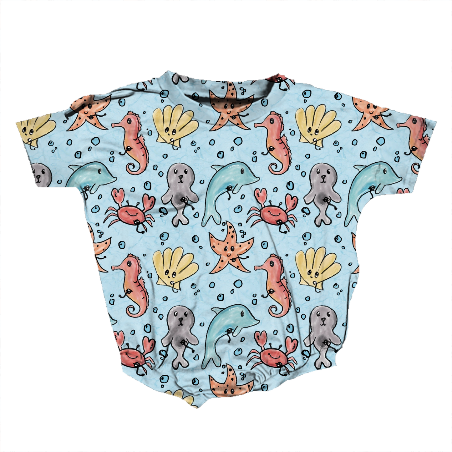 Tubie Sea Creatures Medically Adaptable Romper *RTS*