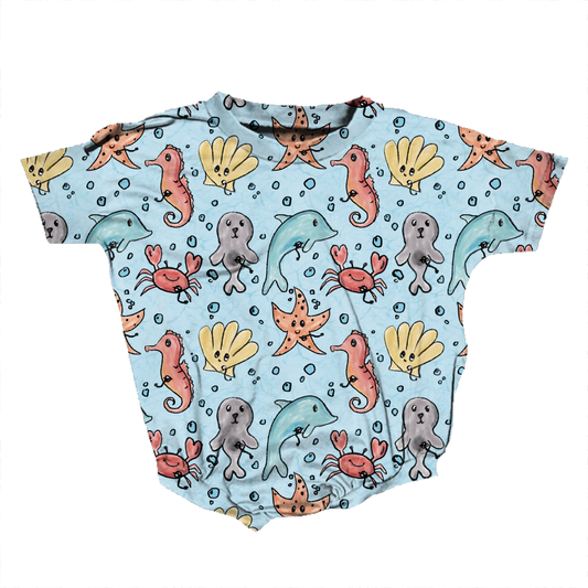 Tubie Sea Creatures Medically Adaptable Romper *RTS*
