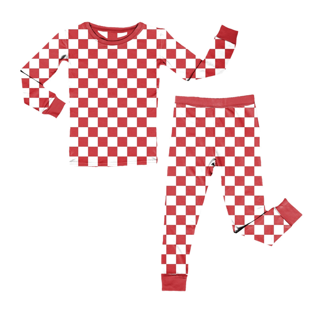 Red Checkered Youth Pant Set