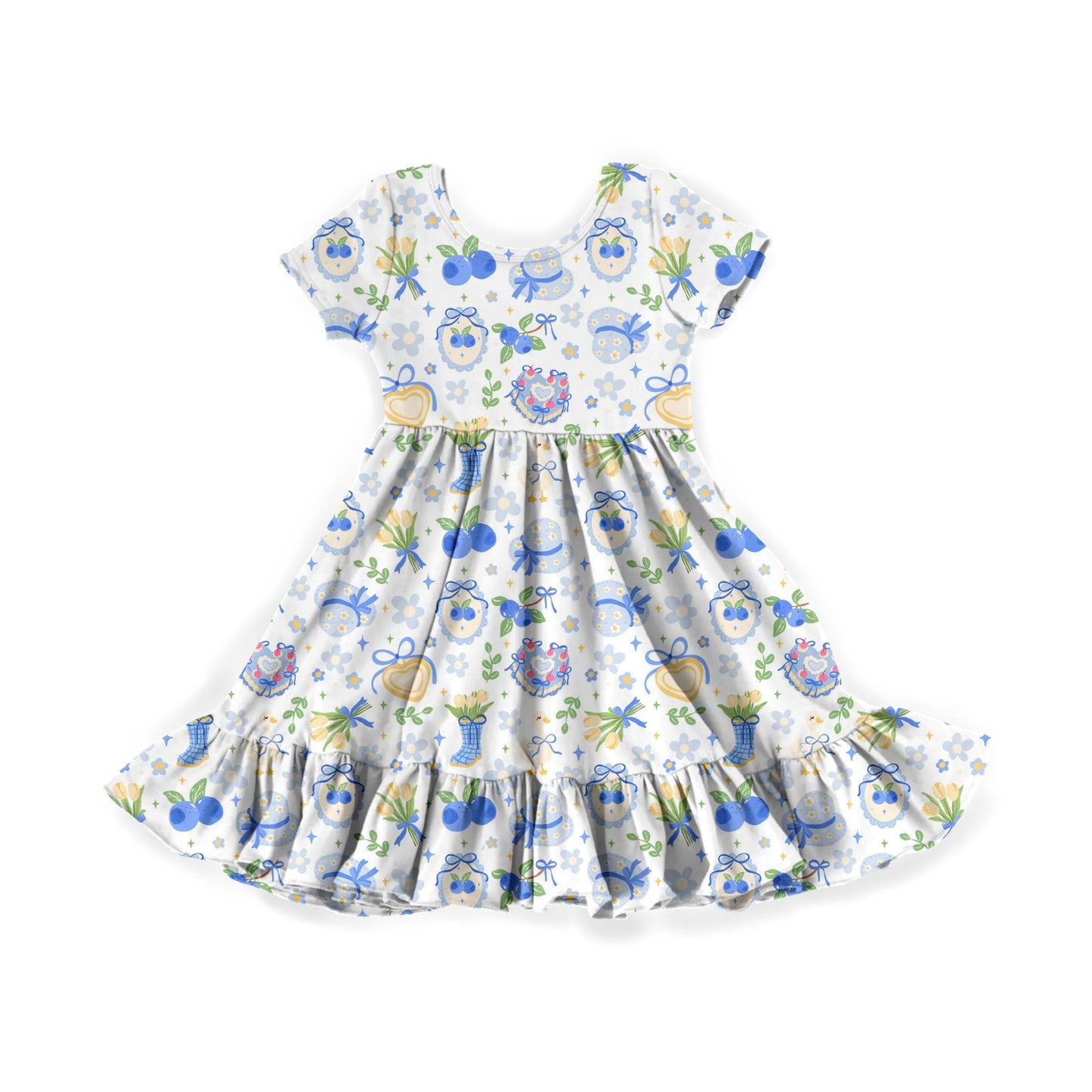 Blueberry Blossoms Youth Twirl Dress *RTS*
