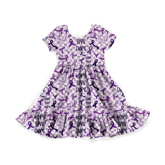 Purple Awareness Ribbon Youth Twirl Dress *RTS*