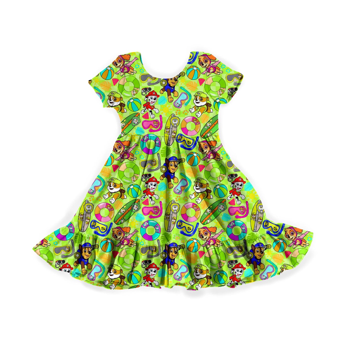 Poolside Pups Youth Twirl Dress *RTS*