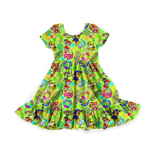 Poolside Pups Youth Twirl Dress *RTS*