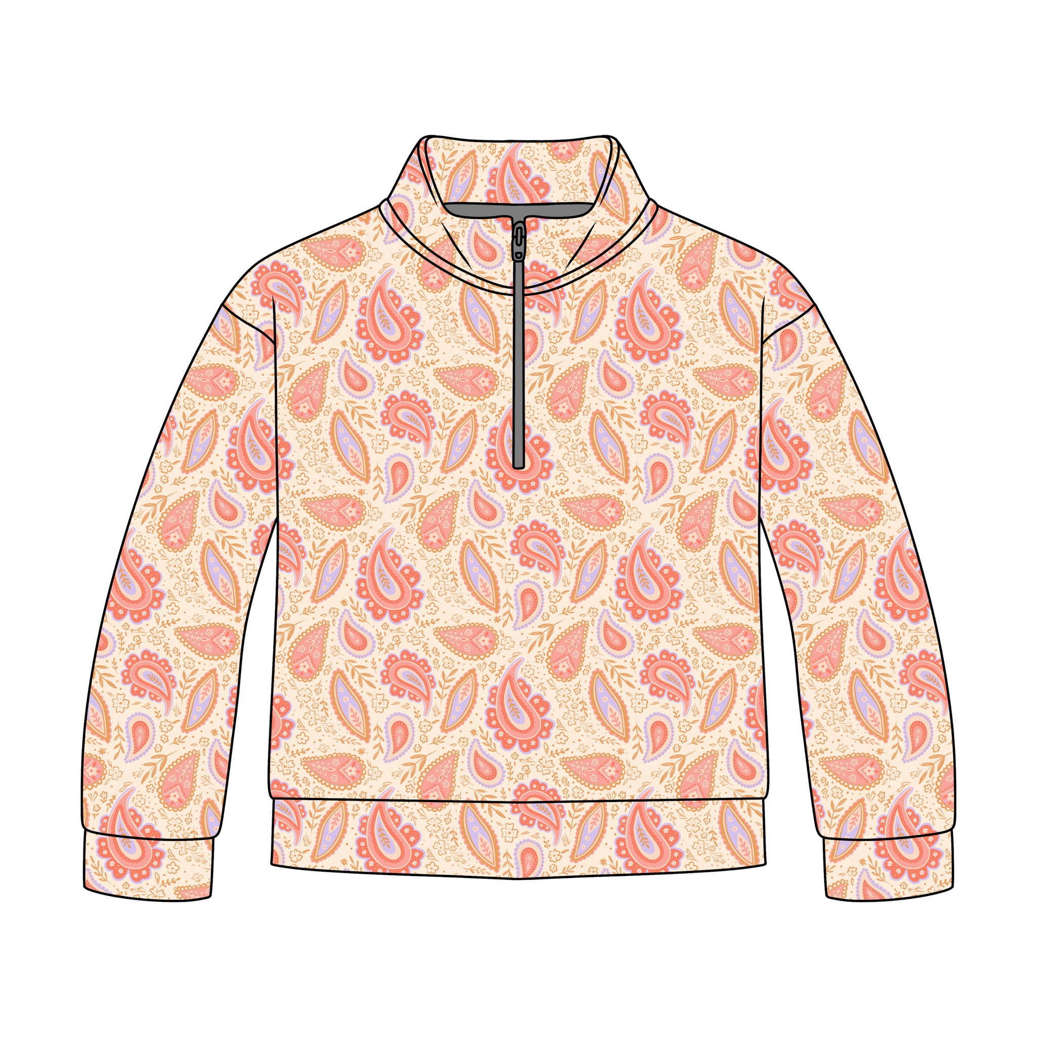 Paisley Pastels Quarter Zip-Up **PreOrder**