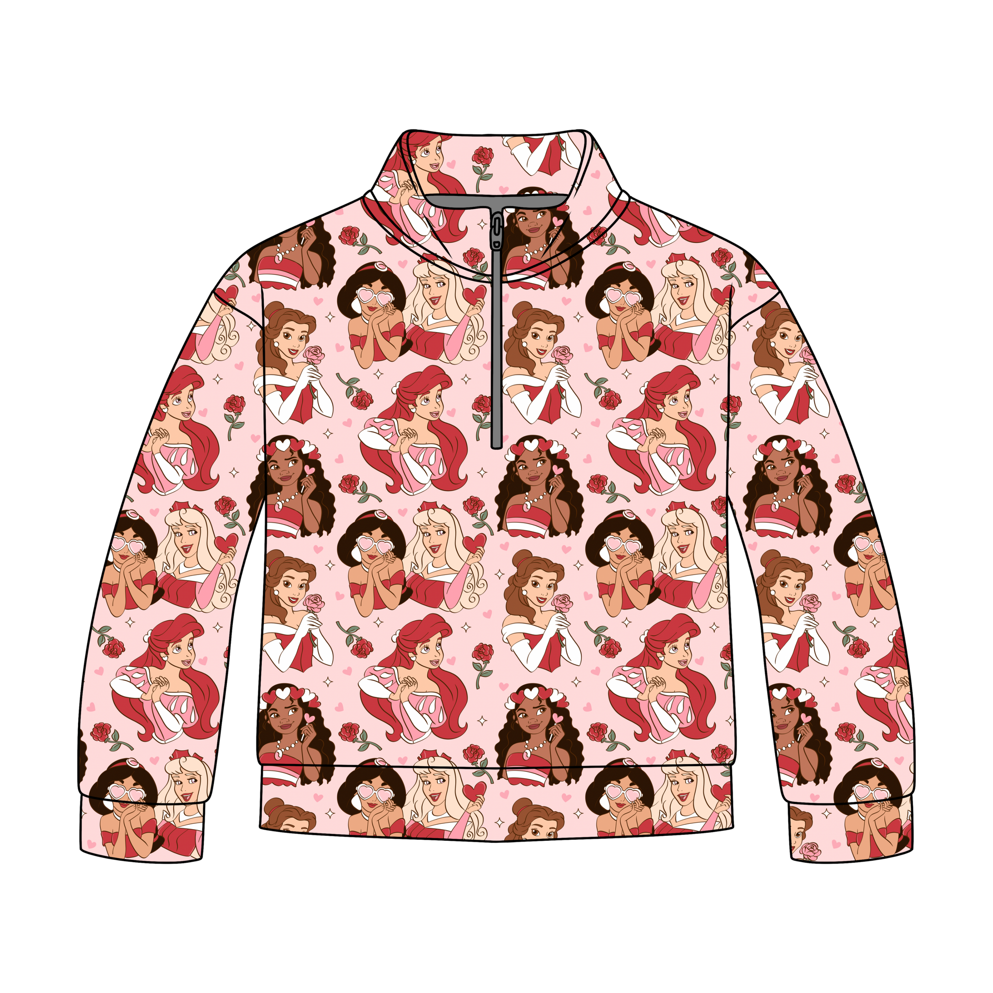 Royal Hearts & Roses Quarter Zip-Up **PreOrder**