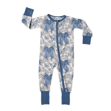 Blue Bow Darling Zipper Sleeper **PreOrder**