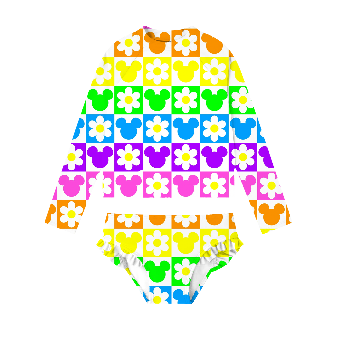 Retro Rainbow Mouse 2-piece Rashguard Swimwear *RTS*
