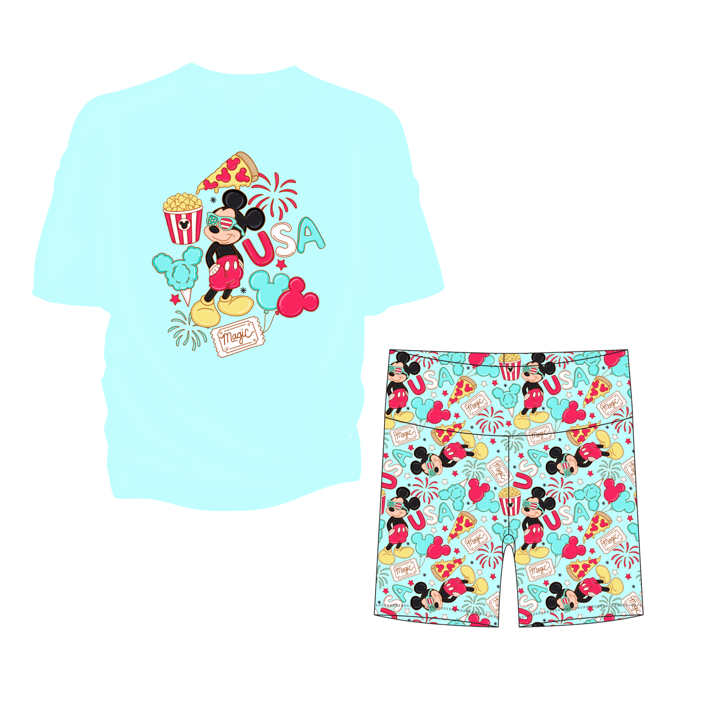 USA Mouse Vibes Youth Girls Biker Short Set *RTS*