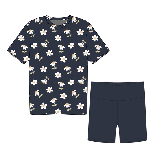Moonlit Daisies Youth Girls Biker Short Set *RTS*