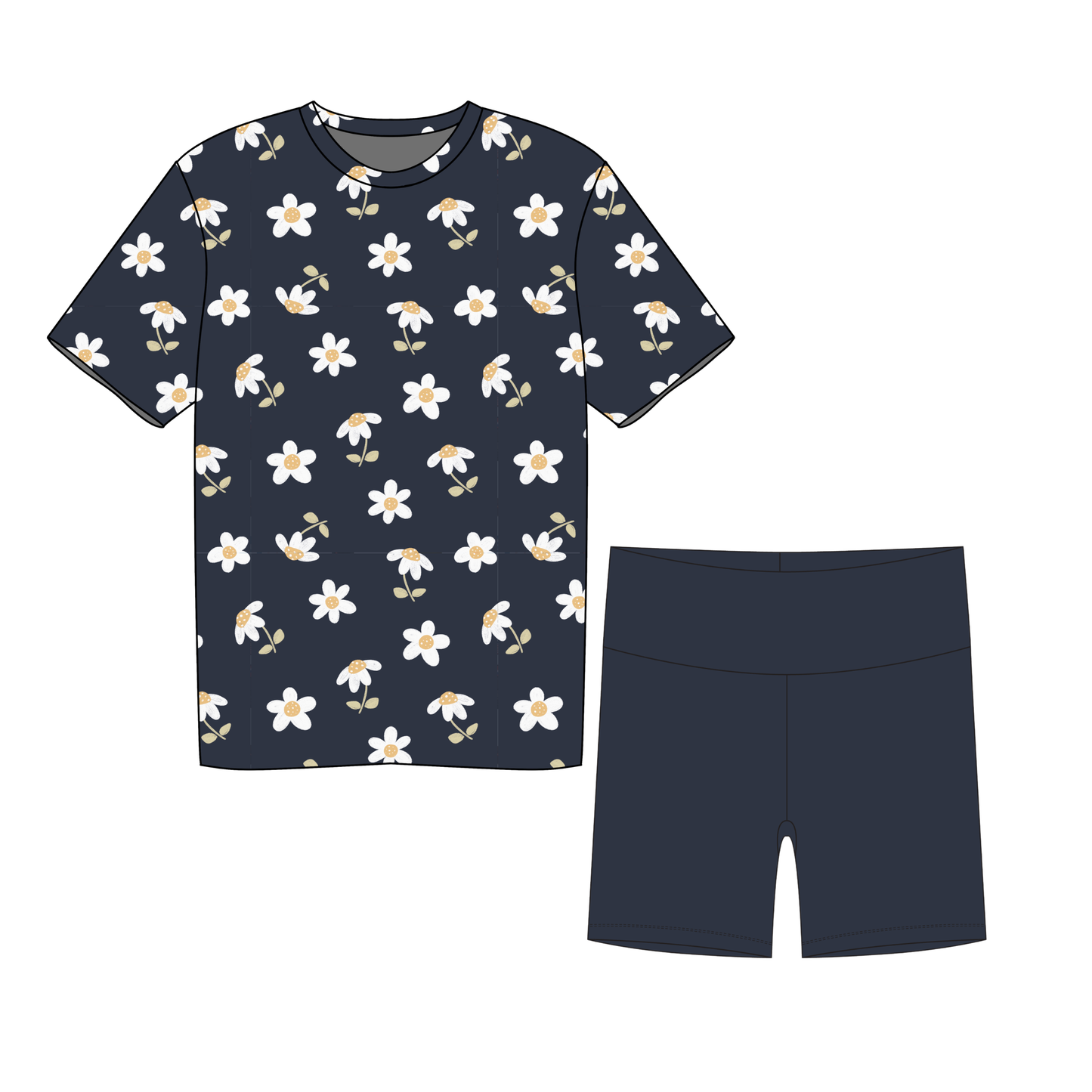 Moonlit Daisies Women's Biker Short Set *RTS*