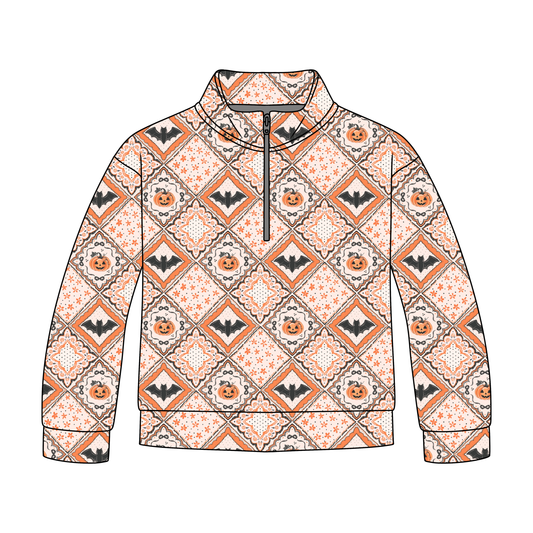 Pumpkin Patchwork Quarter Zip-Up **PreOrder**