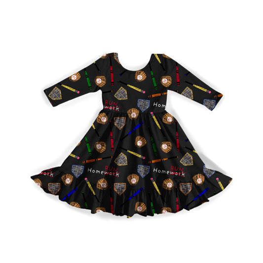 Homework & Homeruns Youth Twirl Dress **PreOrder**