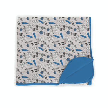 Trach/G-Tube Warrior Blue Bamboo Blanket *RTS*