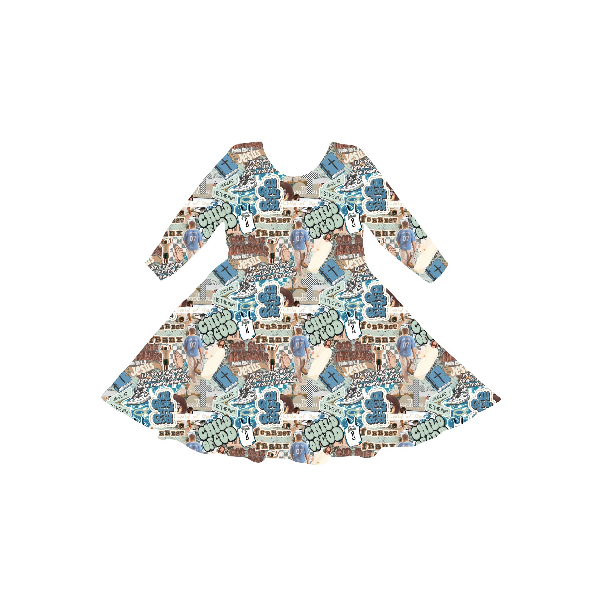 Only Way Is Up Blue Youth Twirl Dress **PreOrder**