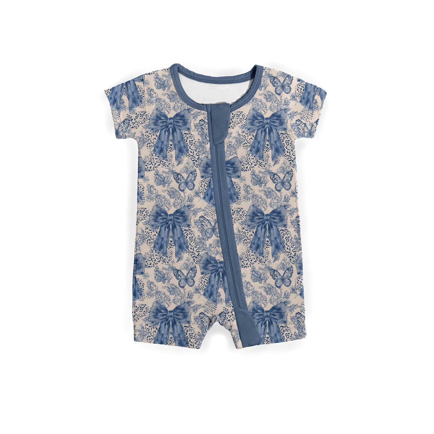 Blue Bow Darling Zipper Shortie *RTS*