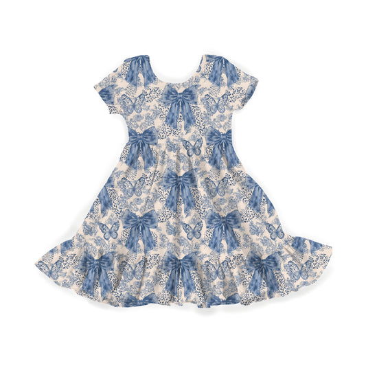 Blue Bow Darling Youth Twirl Dress *RTS*