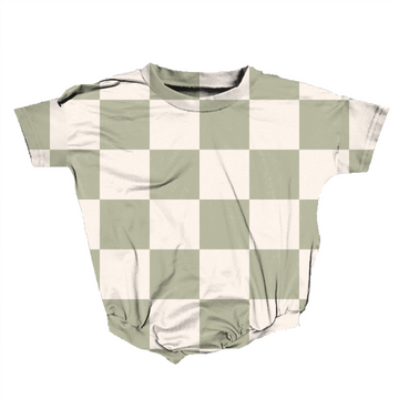 Green Checkered Medically Adaptable Romper *RTS*