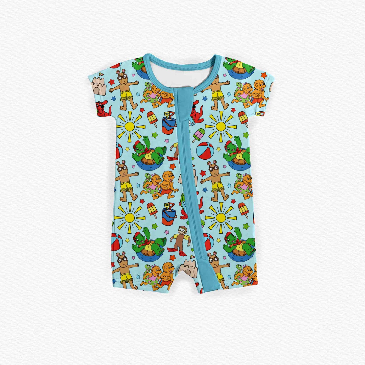 Summer Storybook Friends Medically Adaptable Zipper Shortie *RTS*
