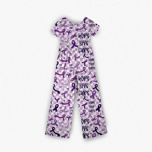Purple Awareness Ribbon Medically Adaptable Jumpsuit *RTS*