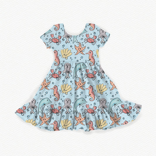 Tubie Sea Creatures Youth Twirl Dress *RTS*