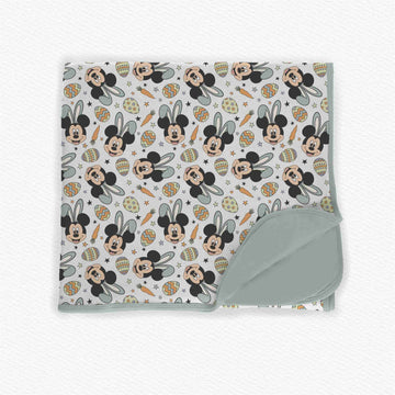 Hoppy Easter Mouse Blue Bamboo Blanket **PreOrder**