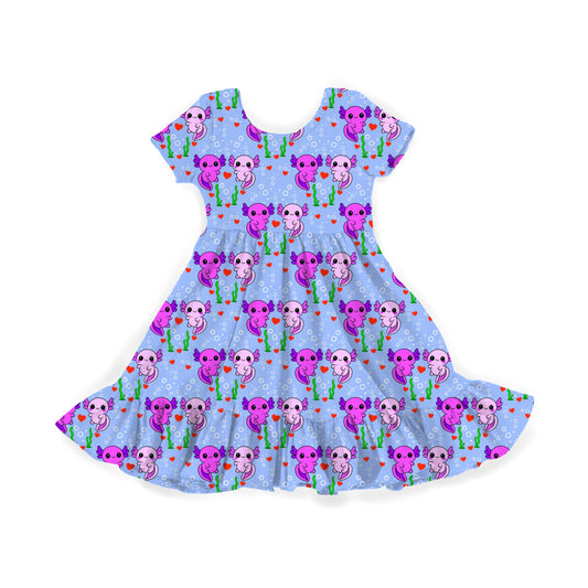 Axolotl Sweethearts Youth Twirl Dress *RTS*