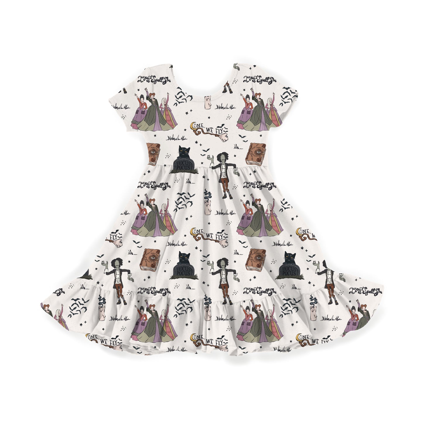 Spooky Spellbound Sisters Youth Twirl Dress **PreOrder**