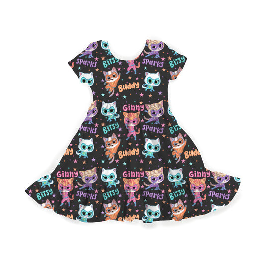 Purrfect Heroes Youth Twirl Dress *RTS*
