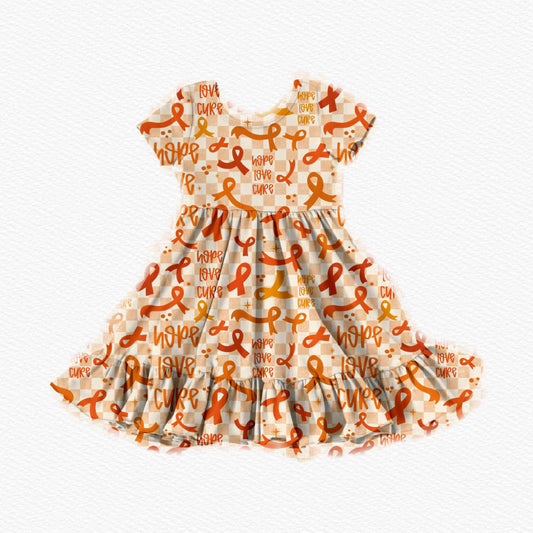 Orange Awareness Ribbon Youth Twirl Dress *RTS*