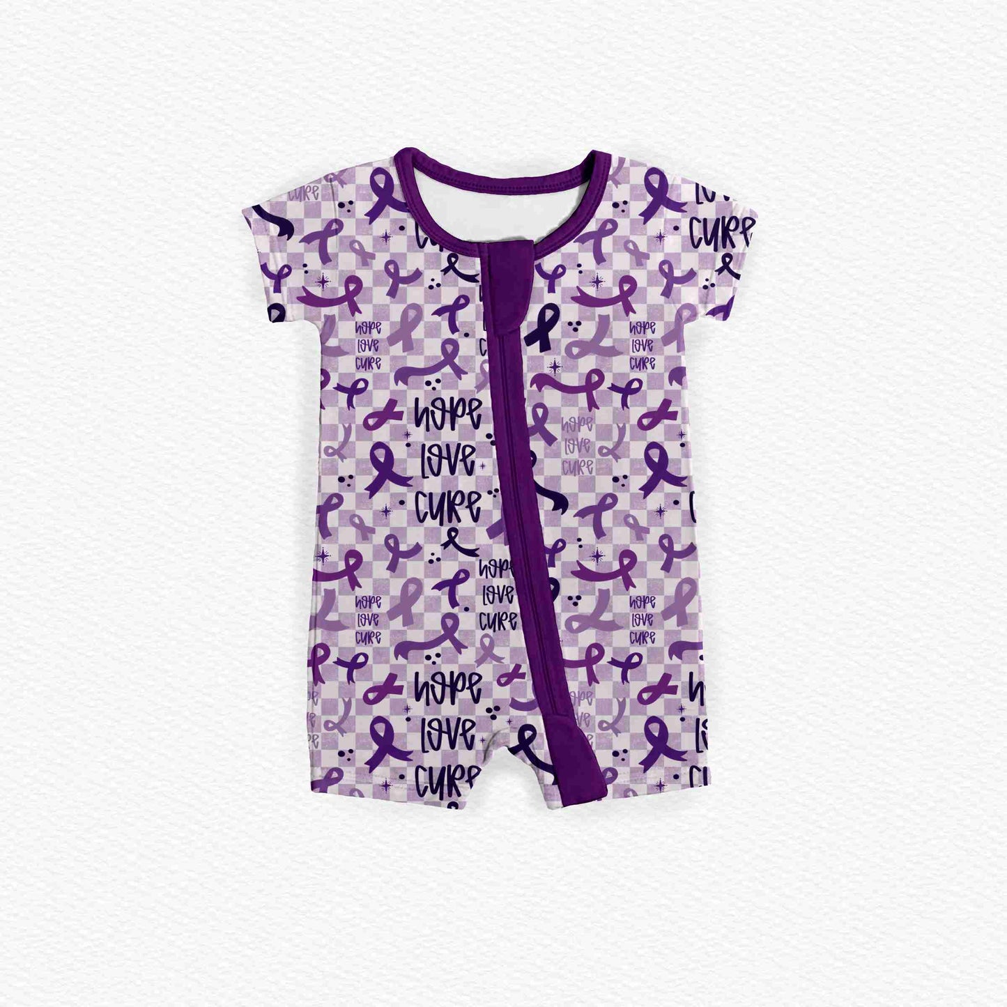 Purple Awareness Ribbon Medically Adaptable Zipper Shortie *RTS*