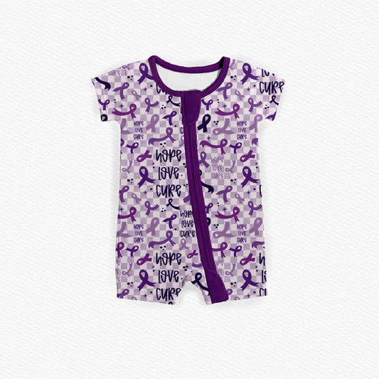 Purple Awareness Ribbon Medically Adaptable Zipper Shortie *RTS*