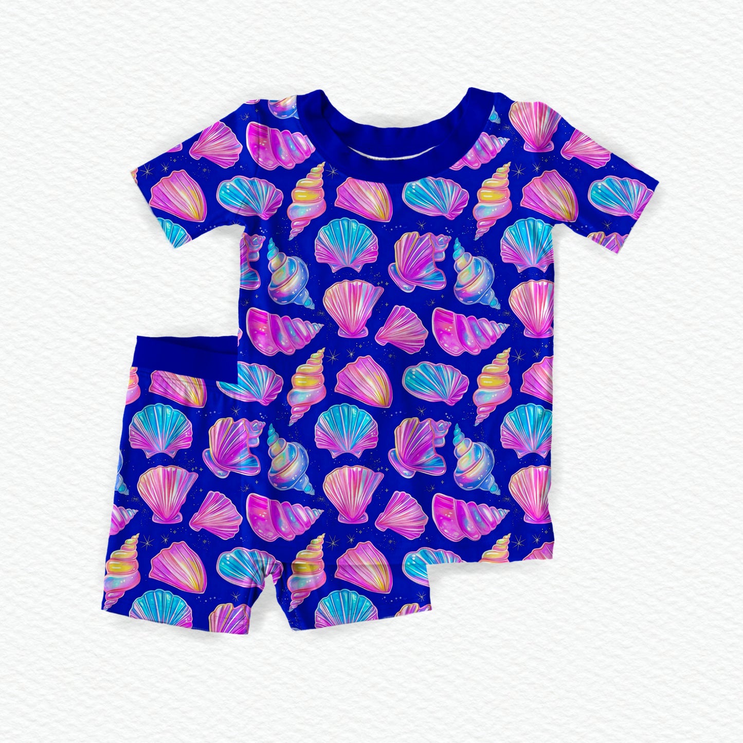 Neon Seashell Sparkle Youth Short Set *RTS*