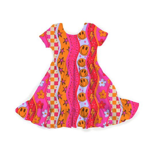 Groovy Good Vibes Youth Twirl Dress **PreOrder**