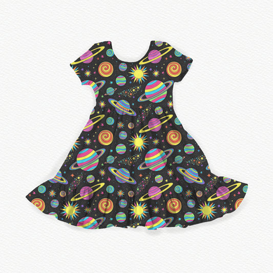 Neon Galaxy Youth Twirl Dress *RTS*