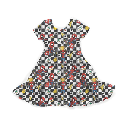 Webs and Wheels Youth Twirl Dress **PreOrder**