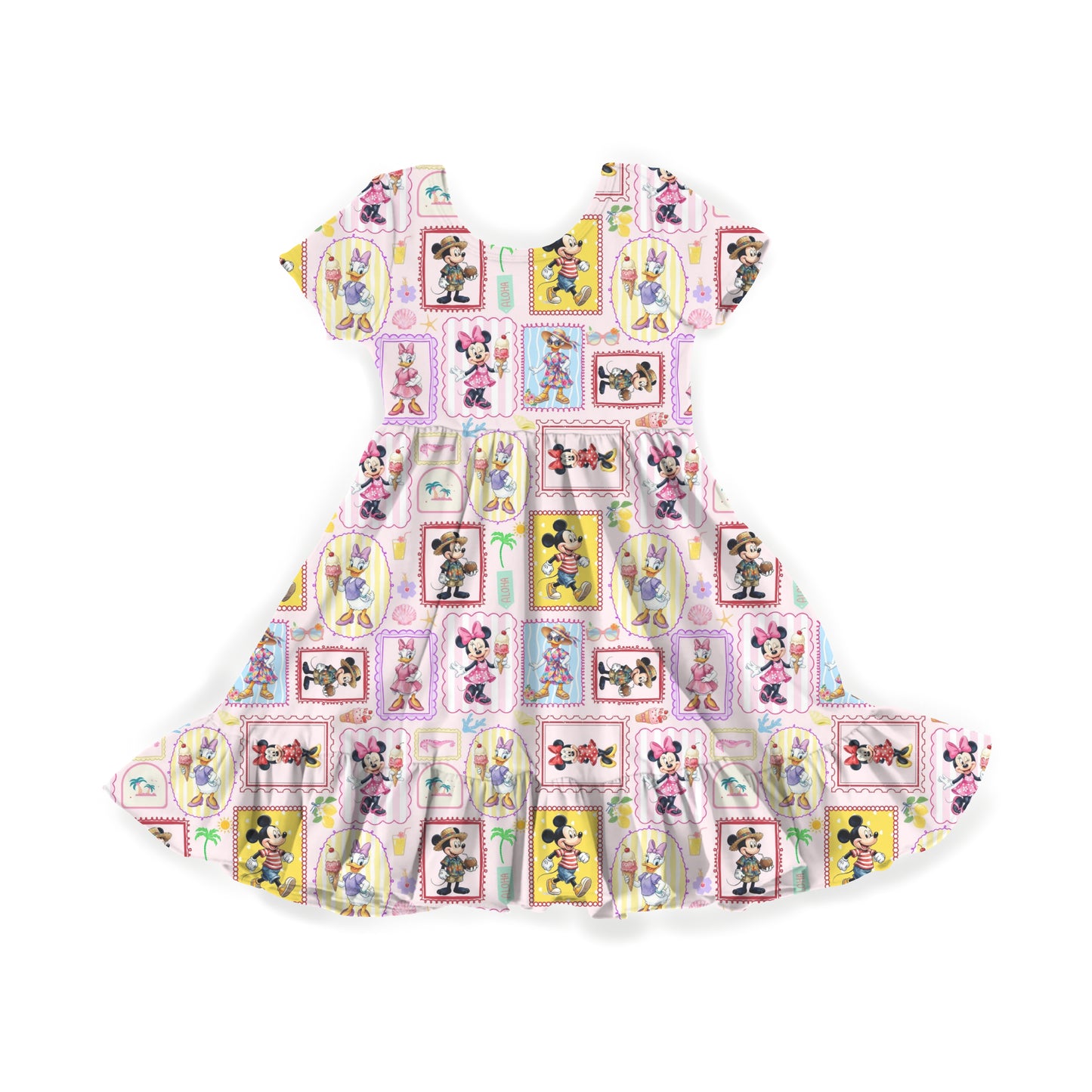 Sweet Stamp Friends Youth Twirl Dress *RTS*