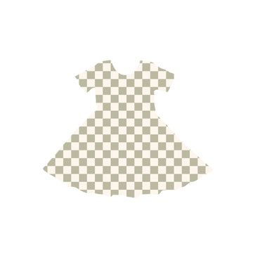 Green Checkered Youth Twirl Dress *RTS*