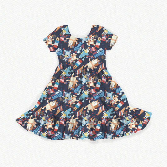 Patriotic Pup Pals Youth Twirl Dress *RTS*