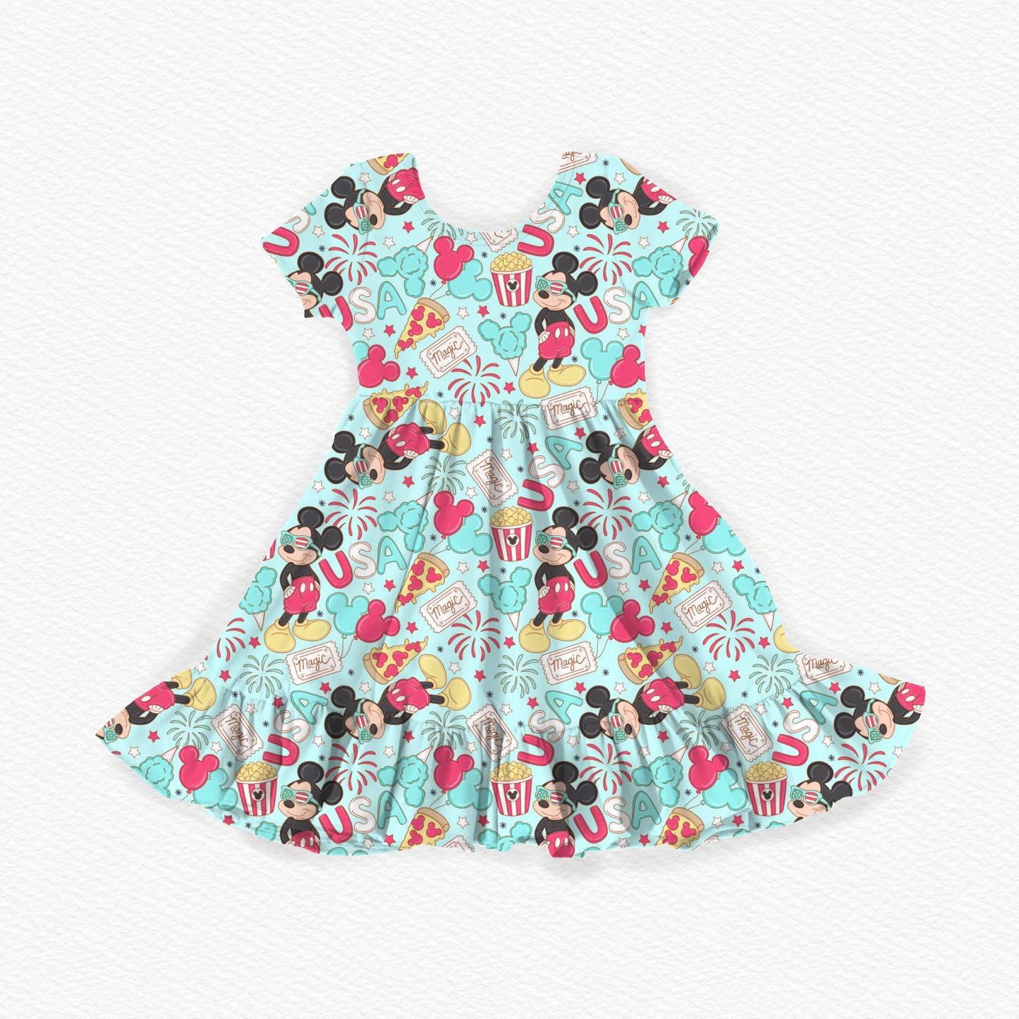 USA Mouse Vibes Youth Twirl Dress *RTS*